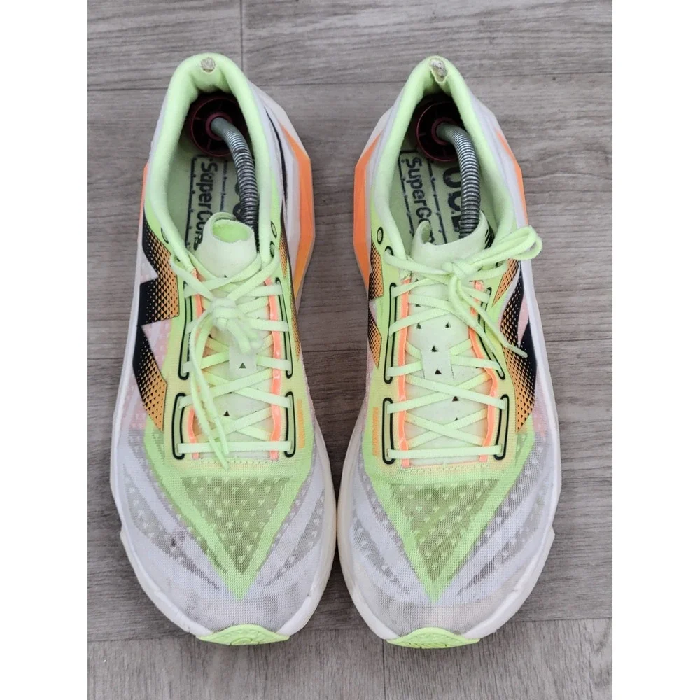 New Balance FuelCell SuperComp MDXv3 White Bleached Lime Glo Size 11 D